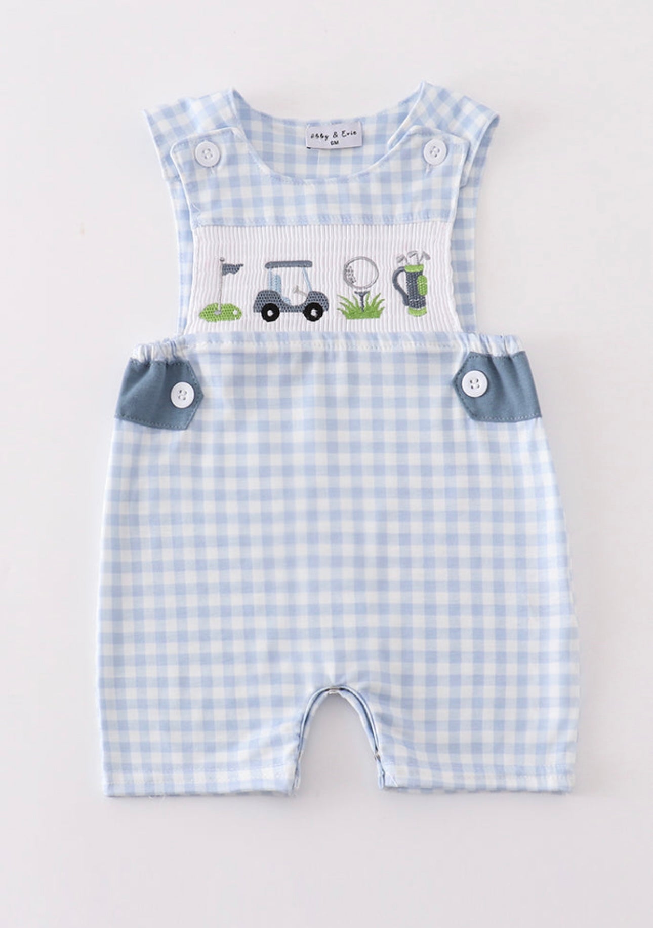 ‘Par 3’ Embroidered Gingham Romper