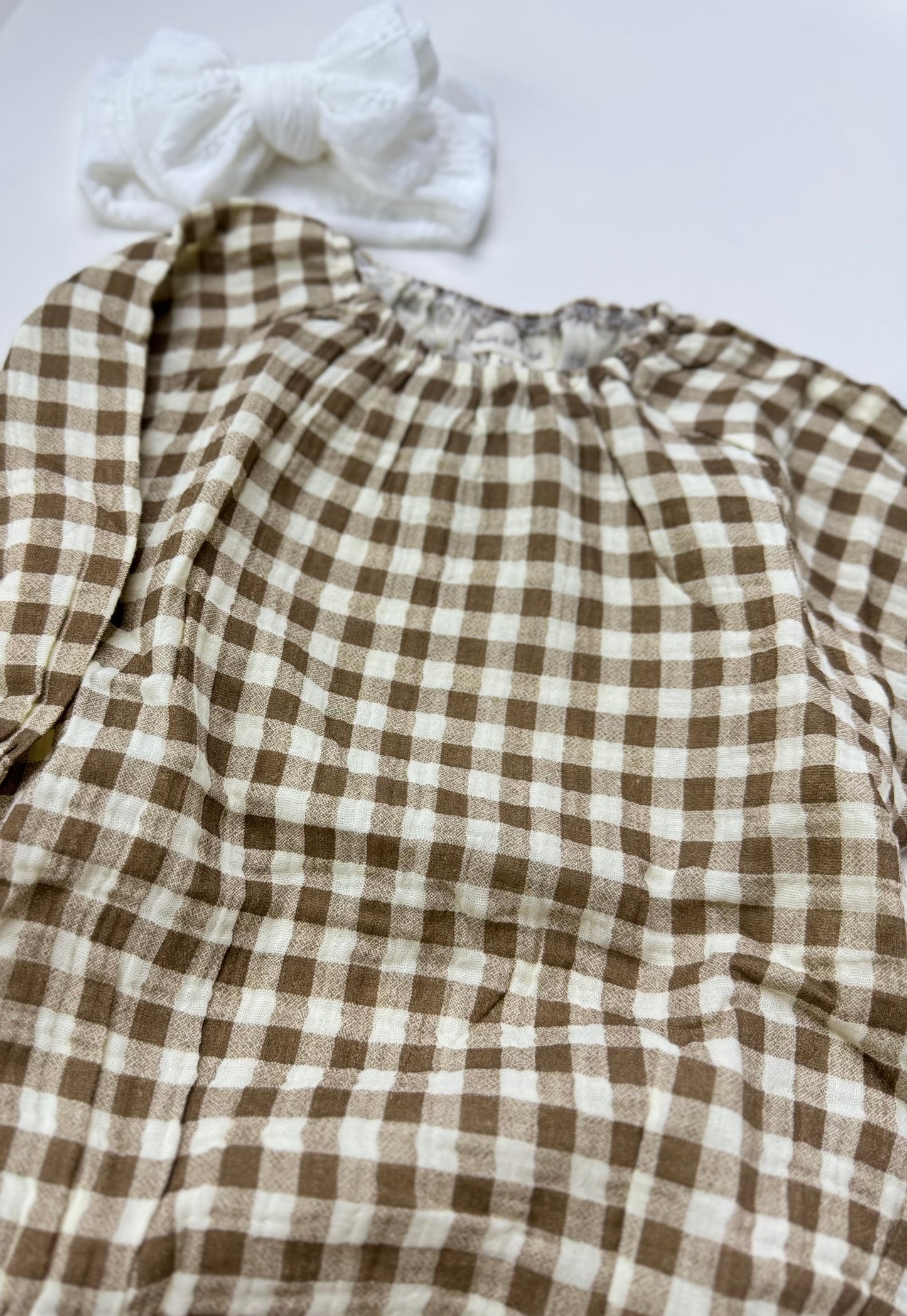 Nora Gingham Romper | Brown