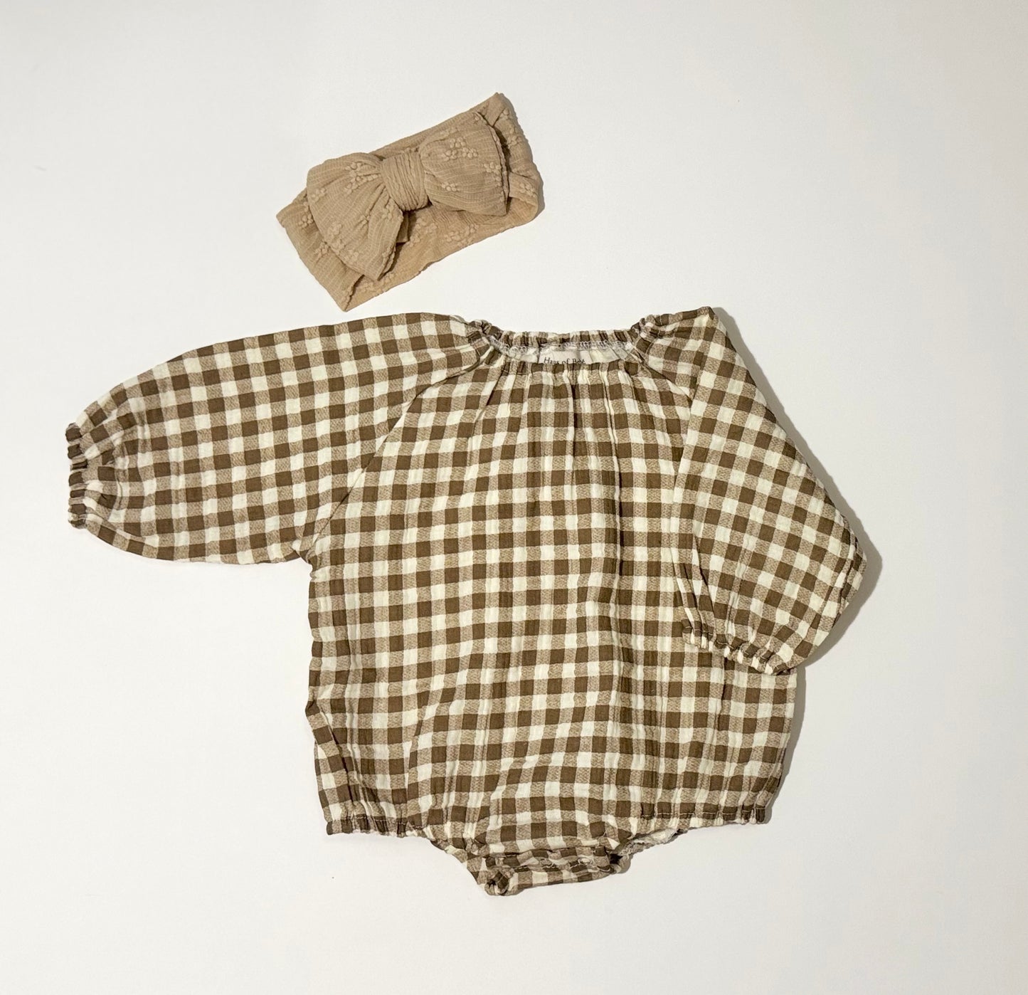 Nora Gingham Romper | Brown