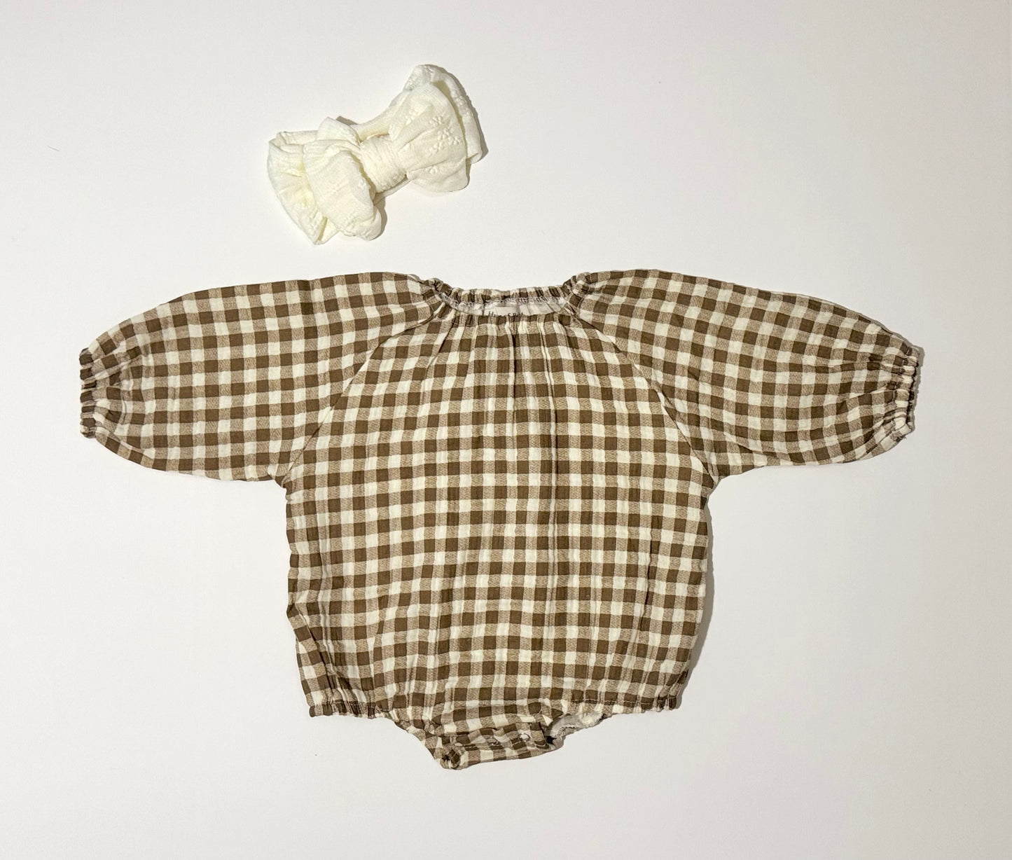 Nora Gingham Romper | Brown