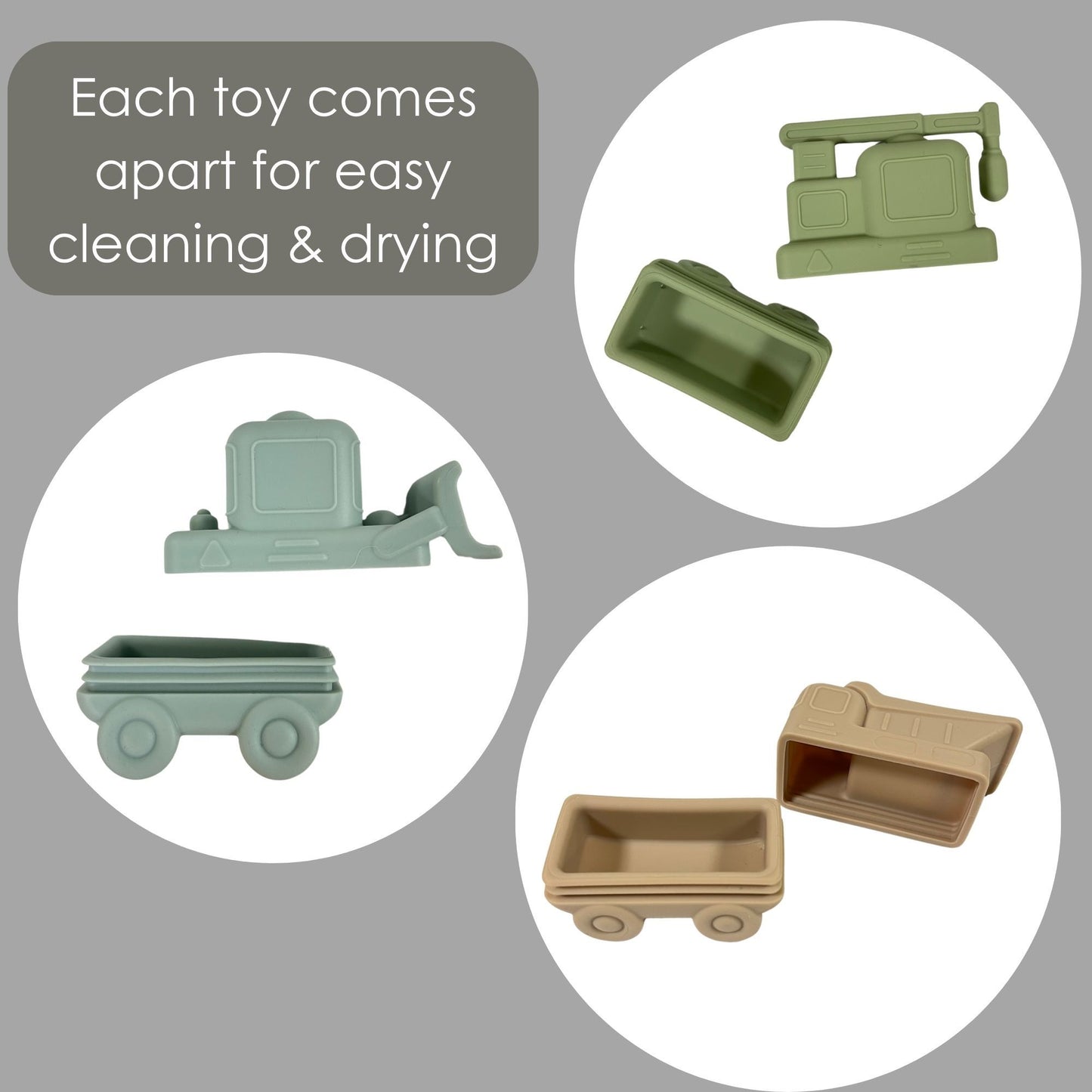 Ali + Oli Construction Vehicles Mold Free Bath Toys (Set of 3)