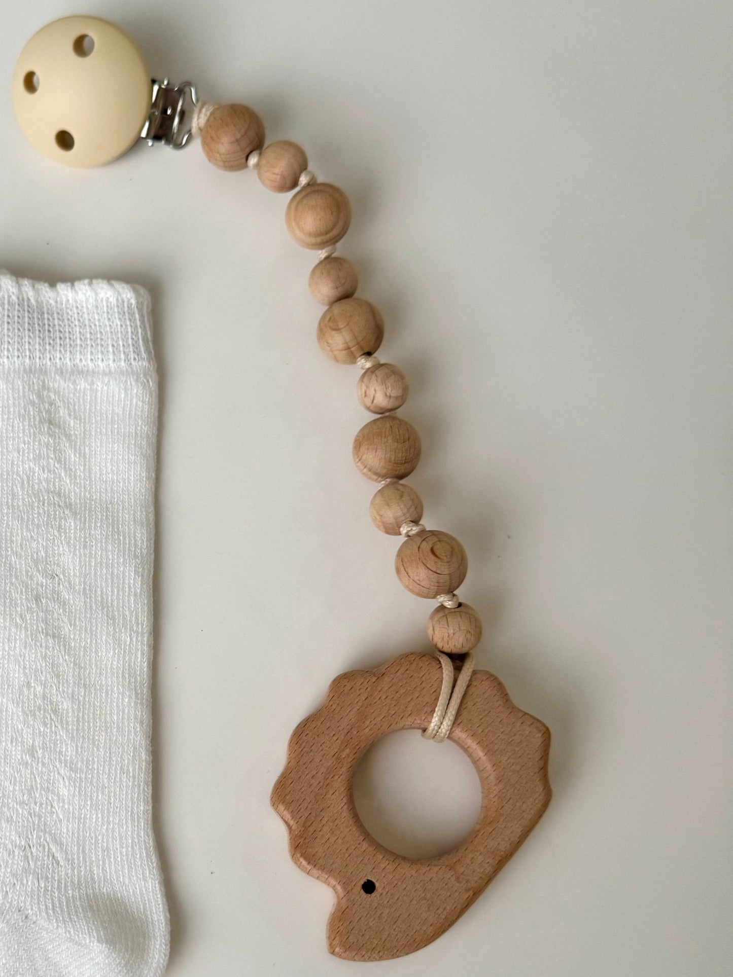 Wooden Pacifier Clip with Teether