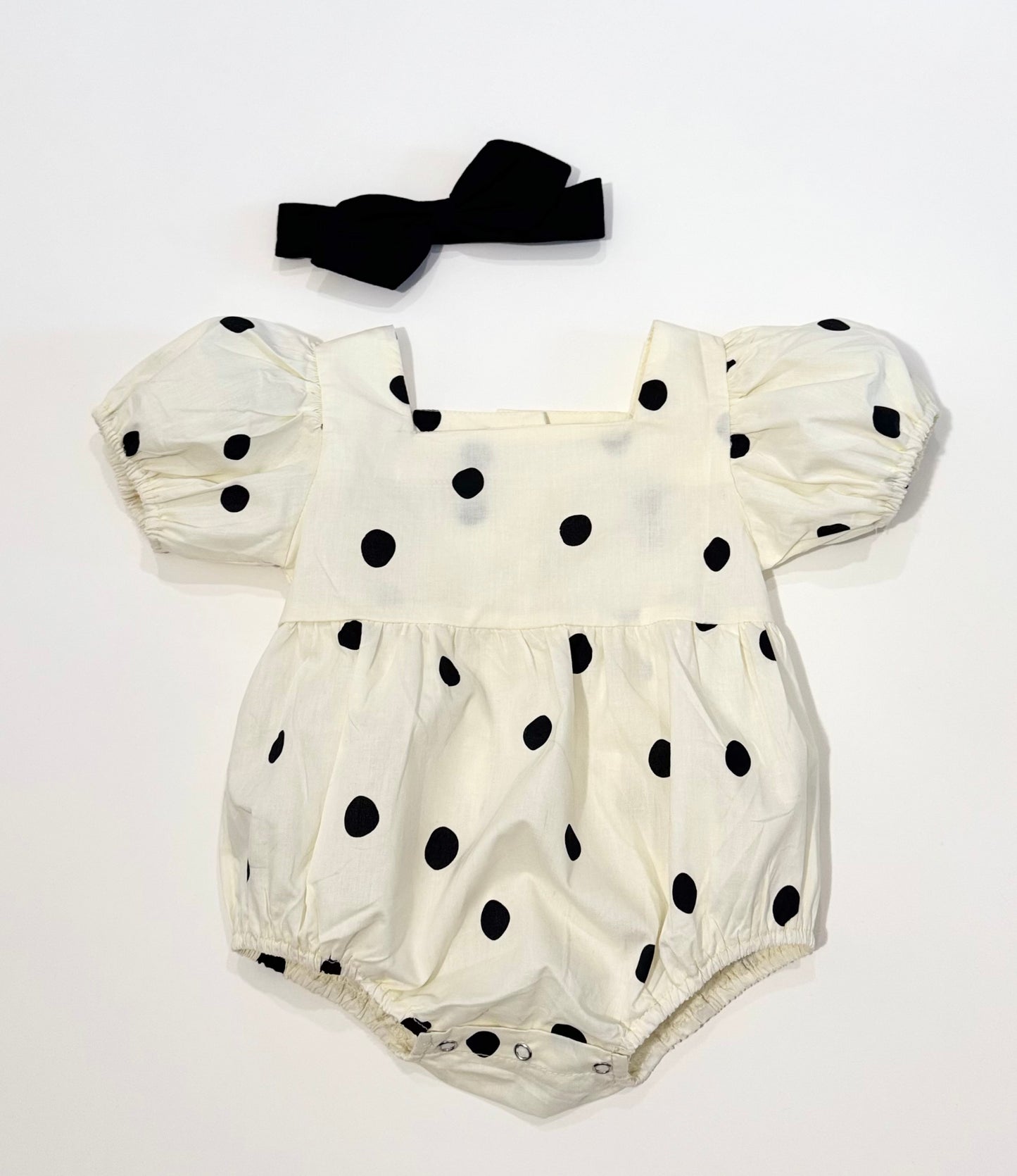 Claire Polka Dot Romper with Bow